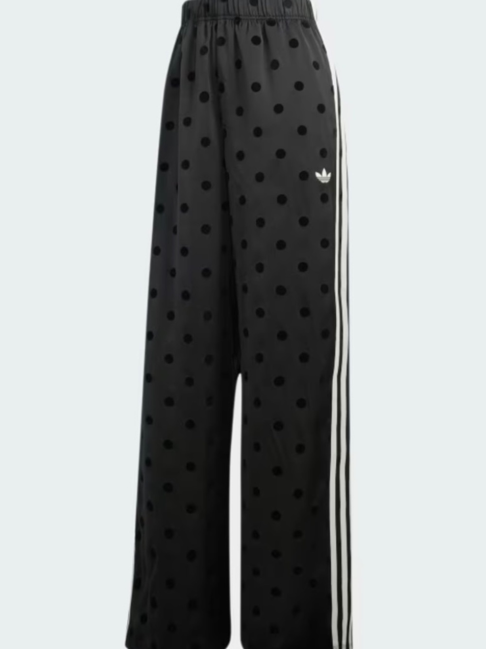 adidas Black Polka Dot Wide-Leg Track Pants with White Stripes - Picture 4 of 7